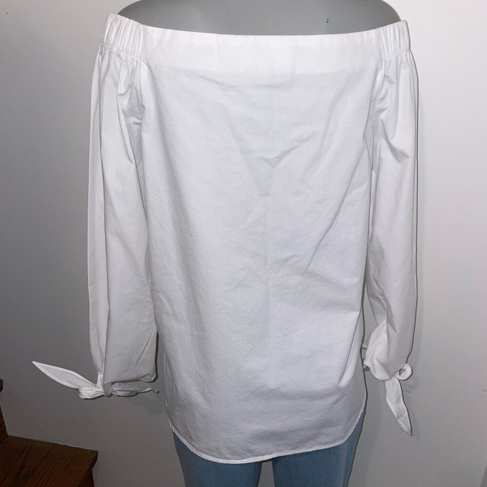 JOA Los Angeles long sleeve top tie detail at wrist cotton white medium - Picture 5 of 7